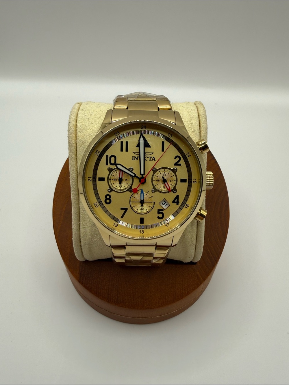 Invicta Chase Dürer Aviator Gold Chronograph Watch, New in Box